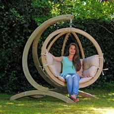 Globo Hanging Chair with Biscuit Coloured Cushions